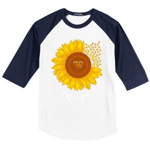 Virgo Sunflower Zodiac Sign Floral Astrology Gift Baseball Sleeve Shirt