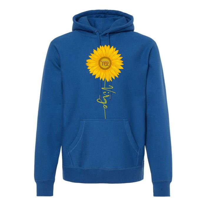 Virgo Sunflower Zodiac Sign Floral Horoscope Gift Premium Hoodie