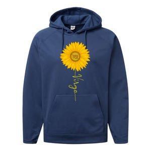 Virgo Sunflower Zodiac Sign Floral Horoscope Gift Performance Fleece Hoodie