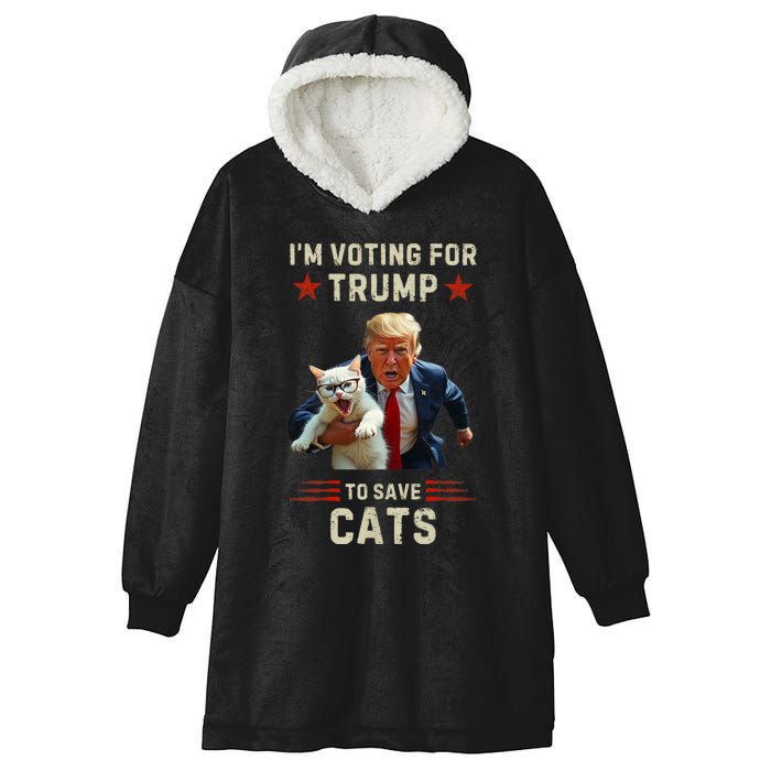 Vote Trump 2024 To Save Cats From Being Eaten Hooded Wearable Blanket