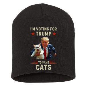 Vote Trump 2024 To Save Cats From Being Eaten Short Acrylic Beanie