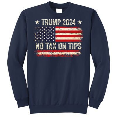 Vintage Trump 2024 No Tax On Tips Us Flag Sweatshirt