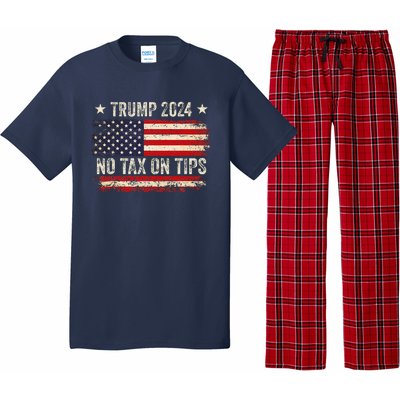 Vintage Trump 2024 No Tax On Tips Us Flag Pajama Set