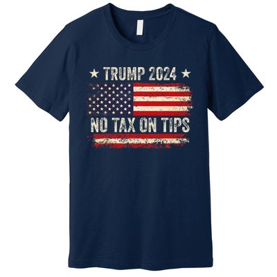 Vintage Trump 2024 No Tax On Tips Us Flag Premium T-Shirt