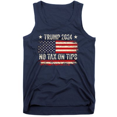 Vintage Trump 2024 No Tax On Tips Us Flag Tank Top