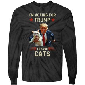 Vote Trump 2024 To Save Cats From Being Eaten Tie-Dye Long Sleeve Shirt