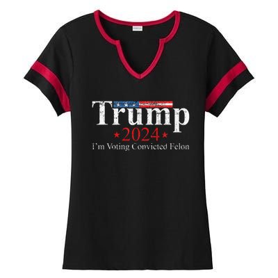 Vintage Trump 2024 IM Voting Convicted Felon Ladies Halftime Notch Neck Tee