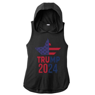 Vote Trump 2024 Usa Election Ladies PosiCharge Tri-Blend Wicking Draft Hoodie Tank