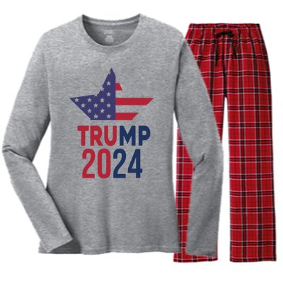 Vote Trump 2024 Usa Election Women's Long Sleeve Flannel Pajama Set 