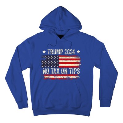 Vintage Trump 2024 No Tax On Tips Us Flag Hoodie