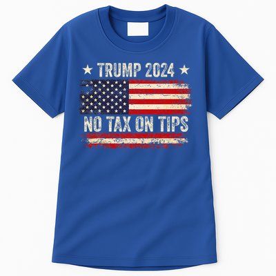 Vintage Trump 2024 No Tax On Tips Us Flag Tall T-Shirt