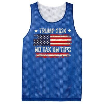 Vintage Trump 2024 No Tax On Tips Us Flag Mesh Reversible Basketball Jersey Tank