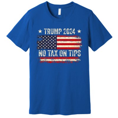 Vintage Trump 2024 No Tax On Tips Us Flag Premium T-Shirt