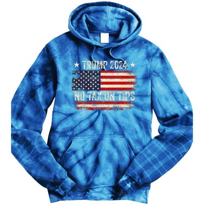 Vintage Trump 2024 No Tax On Tips Us Flag Tie Dye Hoodie