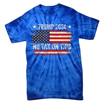 Vintage Trump 2024 No Tax On Tips Us Flag Tie-Dye T-Shirt