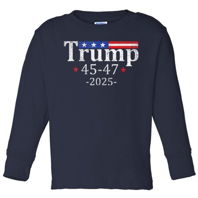 Vintage Trump 2025 Retro Us Flag 4547 Trump 2025 Toddler Long Sleeve Shirt