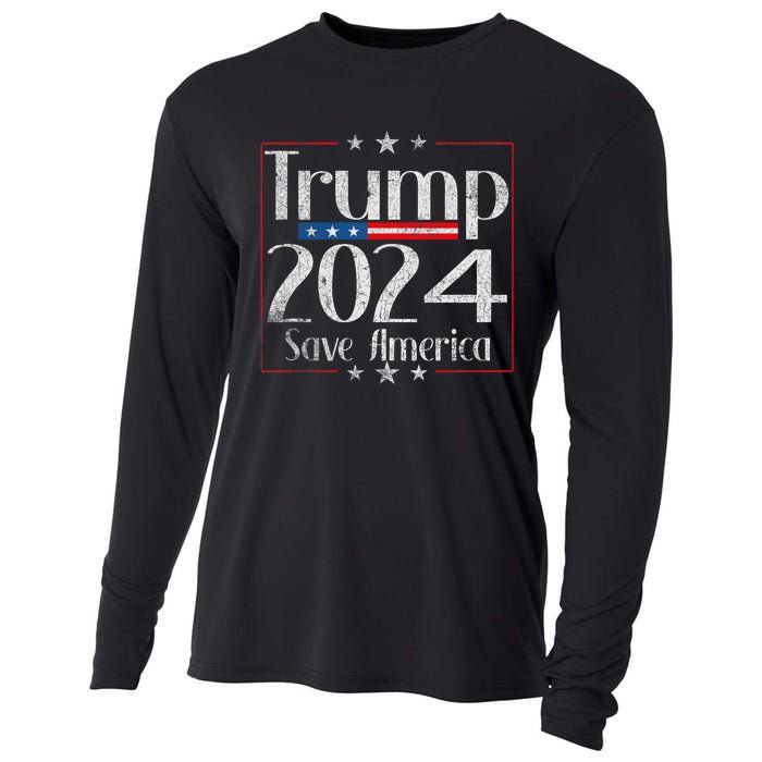 Vintage Trump 2024 Save America Vote Trump 2024 Cooling Performance Long Sleeve Crew