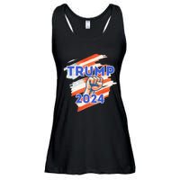 Vote Trump 2024 Usa Flag Power Fist Support Ladies Essential Flowy Tank