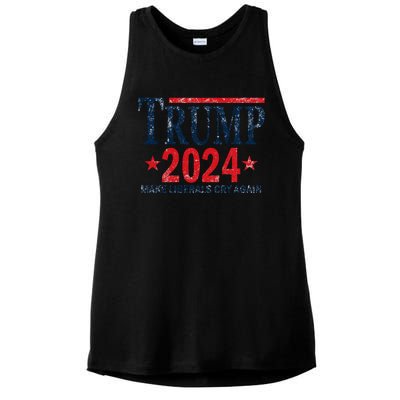 Vintage Trump 2024 Make Liberals Cry Again Gift Ladies PosiCharge Tri-Blend Wicking Tank