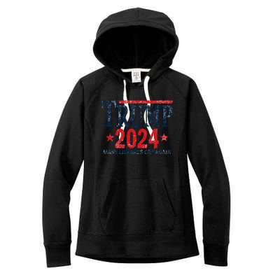 Vintage Trump 2024 Make Liberals Cry Again Gift Women's Fleece Hoodie