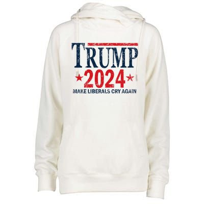 Vintage Trump 2024 Make Liberals Cry Again Gift Womens Funnel Neck Pullover Hood