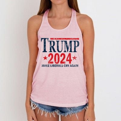 Vintage Trump 2024 Make Liberals Cry Again Gift Women's Knotted Racerback Tank