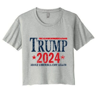 Vintage Trump 2024 Make Liberals Cry Again Gift Women's Crop Top Tee