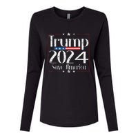 Vintage Trump 2024 Save America Vote Trump 2024 Womens Cotton Relaxed Long Sleeve T-Shirt