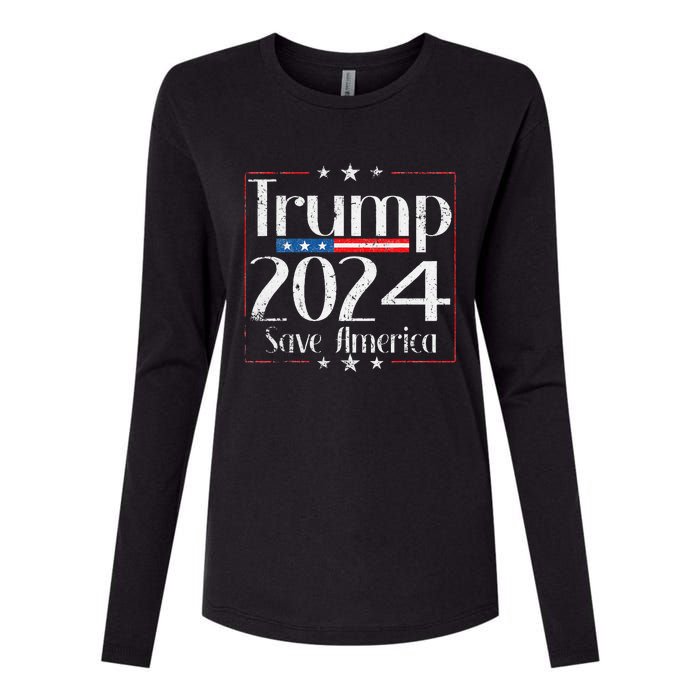 Vintage Trump 2024 Save America Vote Trump 2024 Womens Cotton Relaxed Long Sleeve T-Shirt