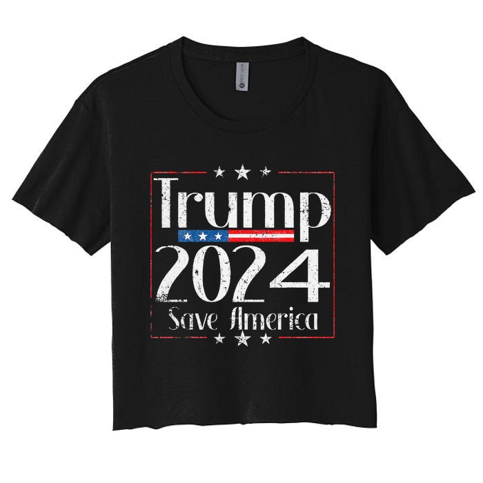 Vintage Trump 2024 Save America Vote Trump 2024 Women's Crop Top Tee