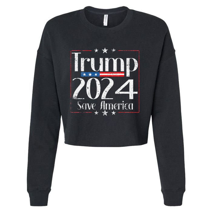 Vintage Trump 2024 Save America Vote Trump 2024 Cropped Pullover Crew