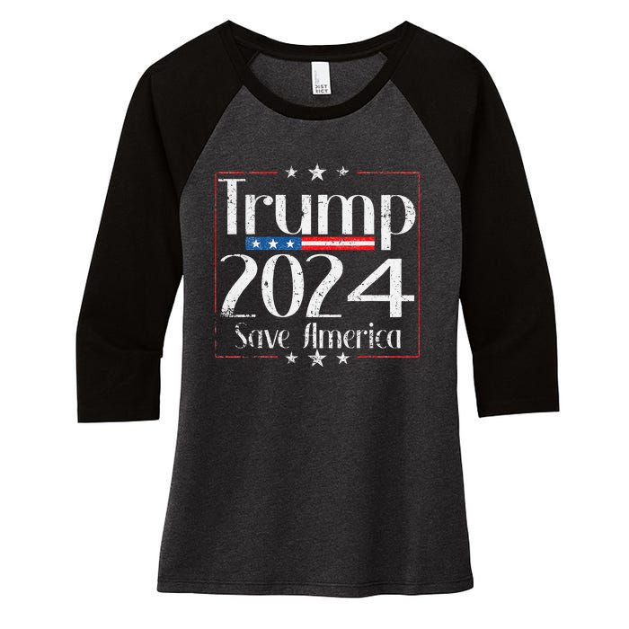 Vintage Trump 2024 Save America Vote Trump 2024 Women's Tri-Blend 3/4-Sleeve Raglan Shirt