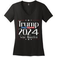 Vintage Trump 2024 Save America Vote Trump 2024 Women's V-Neck T-Shirt