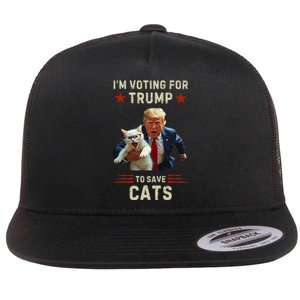 Vote Trump 2024 To Save Cats From Being Eaten Flat Bill Trucker Hat