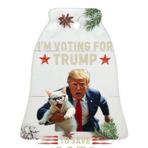 Vote Trump 2024 To Save Cats From Being Eaten Ceramic Bell Ornament