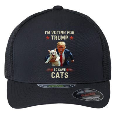 Vote Trump 2024 To Save Cats From Being Eaten Flexfit Unipanel Trucker Cap