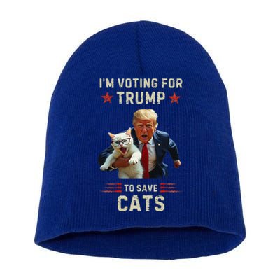 Vote Trump 2024 To Save Cats From Being Eaten Short Acrylic Beanie