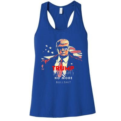 Vintage Trump 2024 No More Bullshit American Flag Women's Racerback Tank