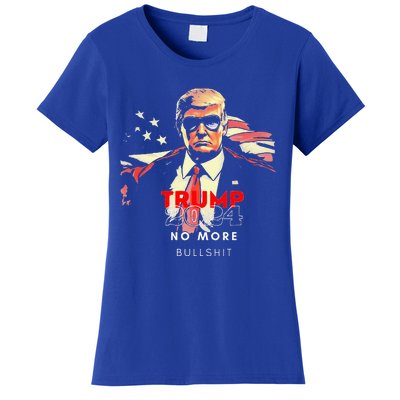 Vintage Trump 2024 No More Bullshit American Flag Women's T-Shirt