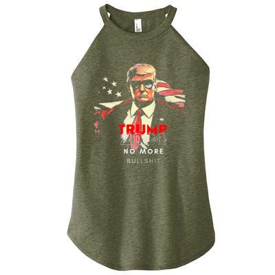 Vintage Trump 2024 No More Bullshit American Flag Women's Perfect Tri Rocker Tank