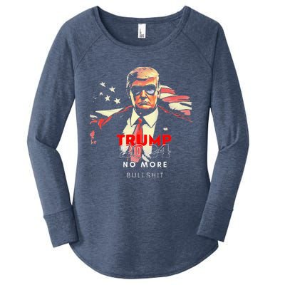 Vintage Trump 2024 No More Bullshit American Flag Women's Perfect Tri Tunic Long Sleeve Shirt