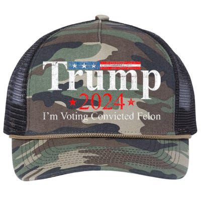 Vintage Trump 2024 IM Voting Convicted Felon Retro Rope Trucker Hat Cap