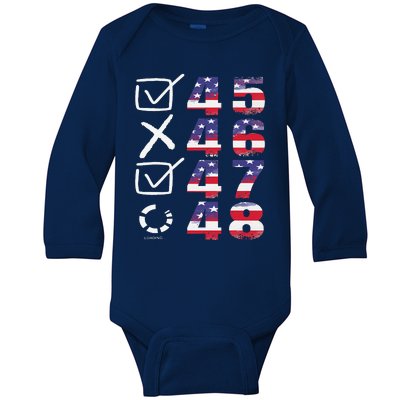 Vintage Trump 2024 Upcoming Presidential Election 48 Loading Baby Long Sleeve Bodysuit