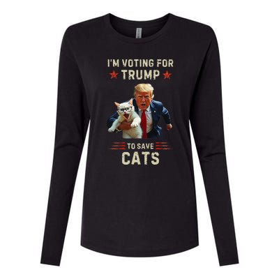 Vote Trump 2024 To Save Cats From Being Eaten Womens Cotton Relaxed Long Sleeve T-Shirt