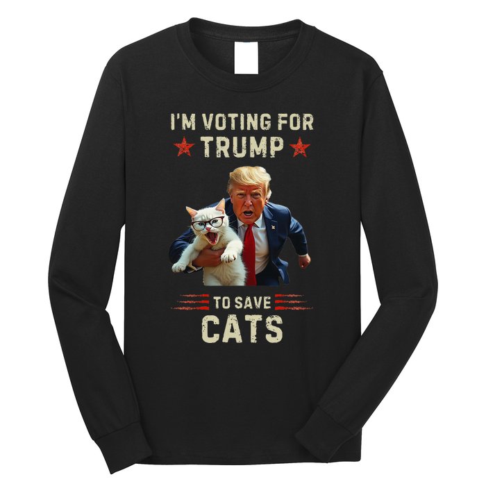 Vote Trump 2024 To Save Cats From Being Eaten Long Sleeve Shirt