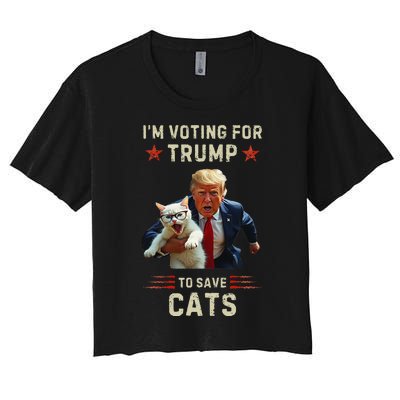 Vote Trump 2024 To Save Cats From Being Eaten Women's Crop Top Tee