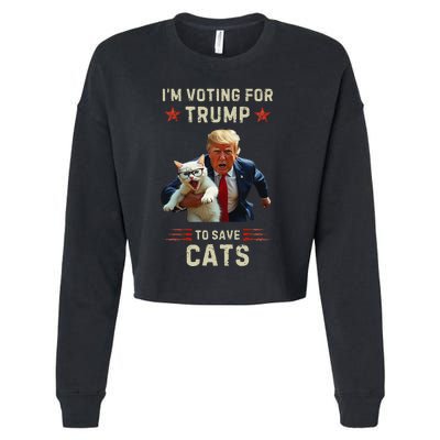 Vote Trump 2024 To Save Cats From Being Eaten Cropped Pullover Crew