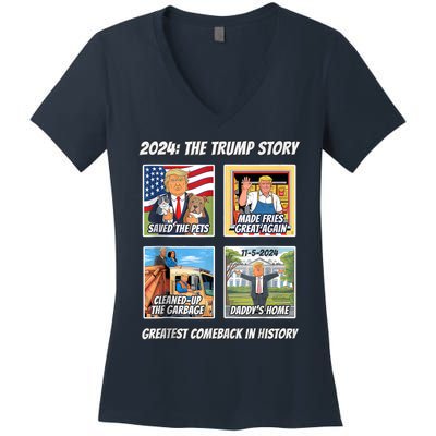 Victory Trump 2024 Greatest Comeback Keepsake Winner Team Women's V-Neck T-Shirt