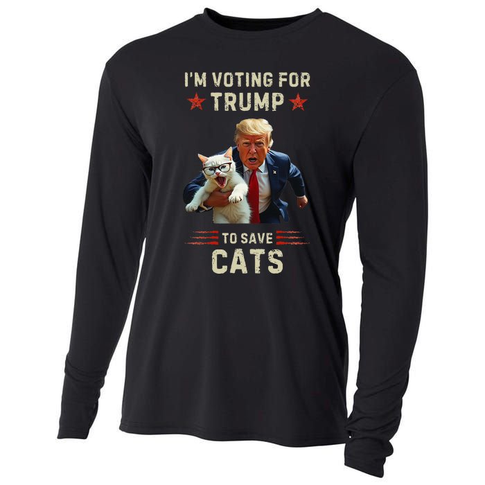 Vote Trump 2024 To Save Cats From Being Eaten Cooling Performance Long Sleeve Crew