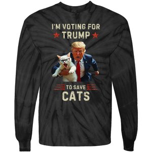 Vote Trump 2024 To Save Cats From Being Eaten Tie-Dye Long Sleeve Shirt